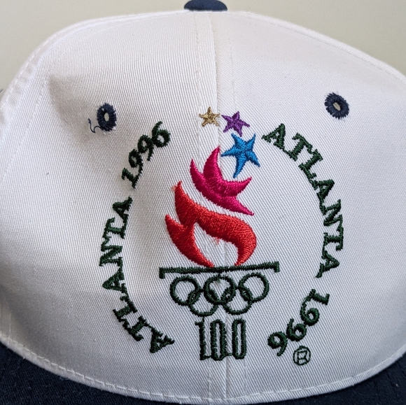 Starter 1996 Atlanta Olympics White Navy Blue Vintage Snapback Hat Cap - Picture 3 of 15